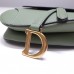 Dior saddle 25.5*20*6.5cm green gold leather