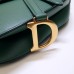 Dior saddle 25.5*20*6.5cm gold green leather