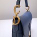 Dior saddle 25.5*20*6.5cm gold blue leather