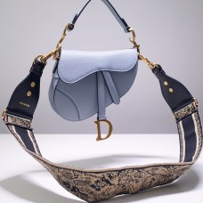 Dior saddle 25.5*20*6.5cm gold blue leather