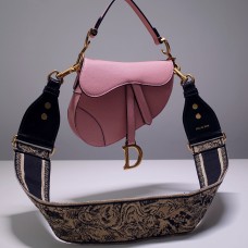 Dior saddle 25.5*20*6.5cm gold deep pink leather