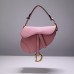 Dior saddle 25.5*20*6.5cm gold deep pink leather