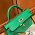 Hermes Mini Kelly 2 19cm green gold Epsom leather