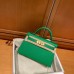 Hermes Mini Kelly 2 19cm green gold Epsom leather