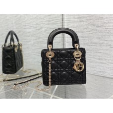 Dior lady dior 17cm lambskin black