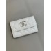 Chanel wallet card holder  white caviar 11-8.5-3cm