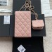 Chanel cellphone case WOC pink caviar w10×h16.5×2cm