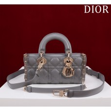 Dior Lady D-Joy lambskin grey 22.5*12*6cm medium