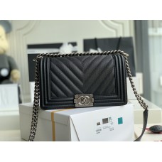 Chanel Leboy V NCAS calf leather 25*14.5*8cm black silver