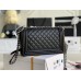 Chanel Leboy diamond NCAS calf leather 25*14.5*8cm black silver