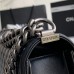 Chanel Leboy diamond NCAS calf leather 25*14.5*8cm black silver