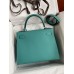 Hermes Kelly 32cm Epsom green silver