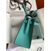 Hermes Kelly 32cm Epsom green silver