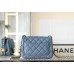 Chanel Classic flap 23K 13×18×7cm gold ball blue lambskin