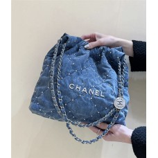 CHANEL 22 SMALL HANDBAG DENIM  AS3260 Size: 35*37*7cm 2024 New