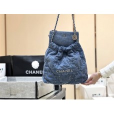 CHANEL 22 SMALL HANDBAG DENIM  AS3260 Size: 35*37*7cm 2024 New