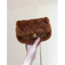 Chanel Flap bag, Shearling lambskin & gold-tone metal AS514800 Size 12*18*6cm 2025 new 