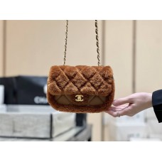 Chanel Flap bag, Shearling lambskin & gold-tone metal AS514800 Size 12*18*6cm 2025 new 