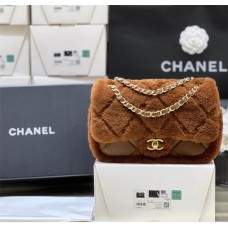 Chanel Flap bag, Shearling lambskin & gold-tone metal AS514900 Size 16*23.5*7.5cm 2025 new 