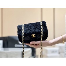 Chanel Flap bag, Shearling lambskin & gold-tone metal AS514800 Size 12*18*6cm 2025 new 