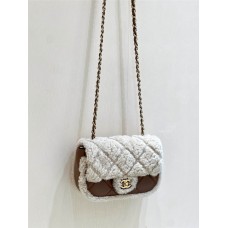 Chanel Flap bag, Shearling lambskin & gold-tone metal AS514800 Size 12*18*6cm 2025 new 