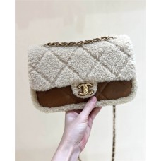 Chanel Flap bag, Shearling lambskin & gold-tone metal AS514900 Size 16*23.5*7.5cm 2025 new 