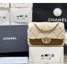 Chanel Flap bag, Shearling lambskin & gold-tone metal AS514900 Size 16*23.5*7.5cm 2025 new 