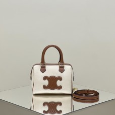 Celine Voyage Triomphe White Brown Model: 197583 Size: 19.5x14x7cm