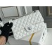 Chanel Classic Flap bag Medium 25 White with silver hardware, Caviar leather, Hass Factory leather, seamless.