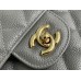 Chanel Classic Flap bag Medium 25 Gray with gold hardware, Caviar leather, Hass Factory leather, edge stitching.