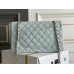 Chanel Classic Flap bag Medium 25 Light Blue with champagne gold hardware, Caviar leather, Hass Factory leather, seamless.