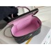 Chanel Vanity Makeup pouch 23A Black with pink interior, handle, Camellia adjustable buckle, lambskin, 17x10x8cm.