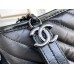 Chanel Gabrielle Hobo Black with Silver Hardware V Pattern Lamb Leather Hass Factory leather 15x20x8cm