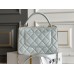 Chanel 23S Trendy CC in medium size 25, light blue, lambskin, light gold-tone hardware, Hass Factory leather, 17x25x12cm