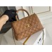 Chanel Classic Coco Handle, small size 24cm flap bag, caramel, with stitched edges, gold-tone hardware, caviar leather, Hass Factory leather, 24x14x10cm