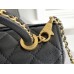 Chanel 23P Coco Handle Mini, 19cm flap bag, black, with stitched edges, gold-tone hardware, caviar leather, Hass Factory leather, 13x19x9cm