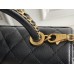 Chanel 23P Coco Handle, small size 24cm flap bag, black, with stitched edges, gold-tone hardware, caviar leather, Hass Factory leather, 24x14x10cm