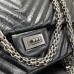 Chanel Classic Flap Bag in 2.55 V-Pattern So Black, Medium 24, Black, Silver Hardware, Lambskin Leather, Padded Leather, Hass Factory Leather, Dimensions: 24cm.