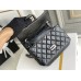 Chanel Classic Flap Bag in 2.55 Diamond Pattern So Black, Small 20, All Black, Lambskin Leather, Padded Leather, Hass Factory Leather, Dimensions: 20x16x6cm.