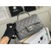 Chanel 22A Classic Flap Bag Mini 20 with Top Handle, Lambskin Leather in Gray, Champagne Gold Hardware, Hass Factory Leather, Dimensions: 20x12x9cm.