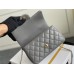 Chanel 22A Classic Flap Bag Mini 20 with Top Handle, Lambskin Leather in Gray, Champagne Gold Hardware, Hass Factory Leather, Dimensions: 20x12x9cm.