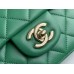 Chanel 22A Classic Flap Bag Mini 20 with Top Handle, Lambskin Leather in Green, Champagne Gold Hardware, Hass Factory Leather, Dimensions: 20x12x9cm.