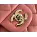 Chanel 22A Classic Flap Bag Mini 20 with Top Handle, Lambskin Leather in Pink, Champagne Gold Hardware, Hass Factory Leather, Dimensions: 20x12x9cm.