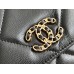 Chanel 19 WOC (Wallet on Chain) in Lambskin Leather, Black, Gold Hardware, Hass Factory Leather, Dimensions: 20x18x9cm.