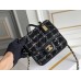 Chanel 22K Flap Bag for Autumn/Winter, Messenger Bag in Woolen Fabric, Black, Gold Hardware, Dimensions: 17x21x6cm.