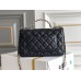 Chanel Classic Flap Bag with Top Handle, adorned with Rhinestones, Large 20, Lambskin Leather, Hass Factory Leather, Dimensions: 13x20x7cm.