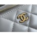 Chanel Vanity Case with Lipstick Holder, Gold Hardware, Gold Ball, Gray with Gold Hardware, Mini 11, Long Box, Lambskin Leather, Hass Factory Leather, Dimensions: 9.5x17x8cm.