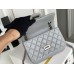 Chanel Classic Flap Bag in 2.55 Puffy Calfskin, Gray with Silver Hardware, Small 20cm.