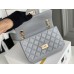 Chanel Classic Flap Bag in 2.55 Puffy Calfskin, Gray with Gold Hardware, Small 20cm.