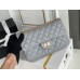 Chanel Classic Flap Bag in 2.55 Puffy Calfskin, Gray with Gold Hardware, Medium 24cm.